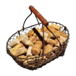  Винтаж металлические корзинки с деревянной ручкой и пробками. Франция. Шамони.