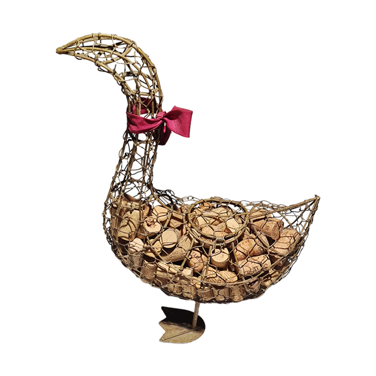  Винтаж металлическая сетка гусь с пробками от вина. Франция. Шамони.