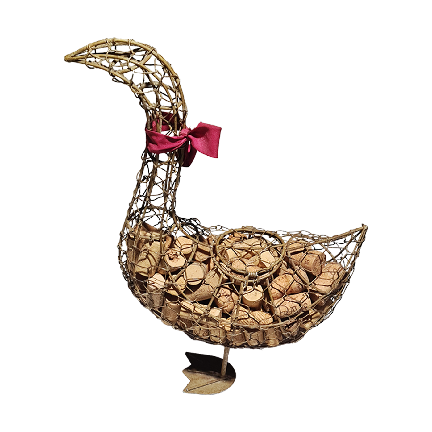Винтаж металлическая сетка гусь с пробками от вина. Франция. Шамони.