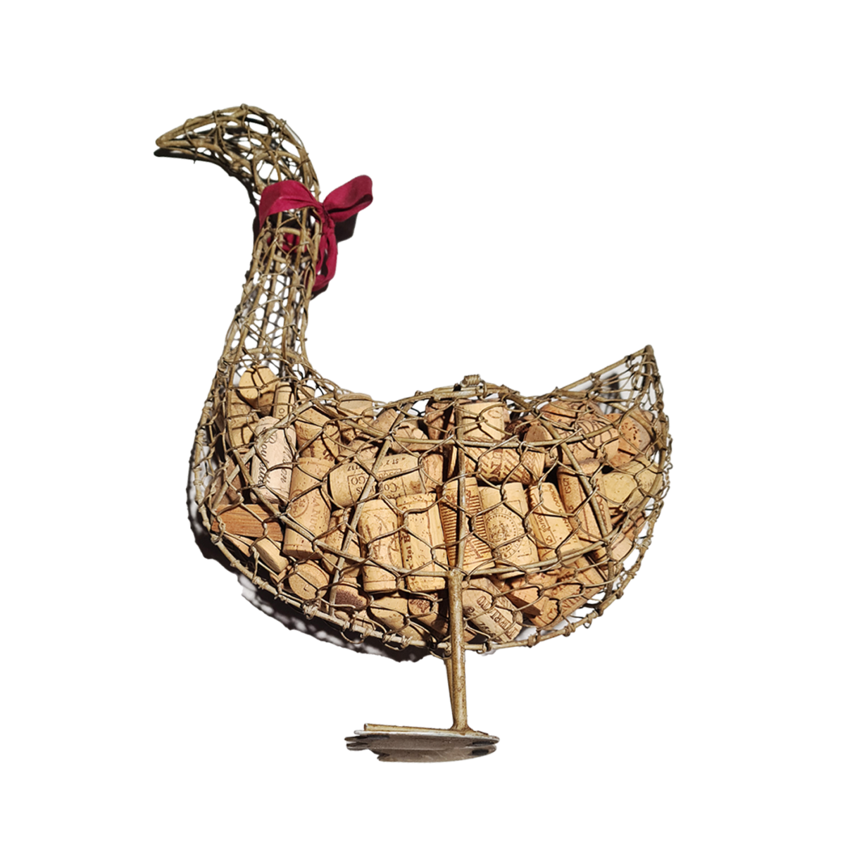  Винтаж металлическая сетка гусь с пробками от вина. Франция. Шамони.