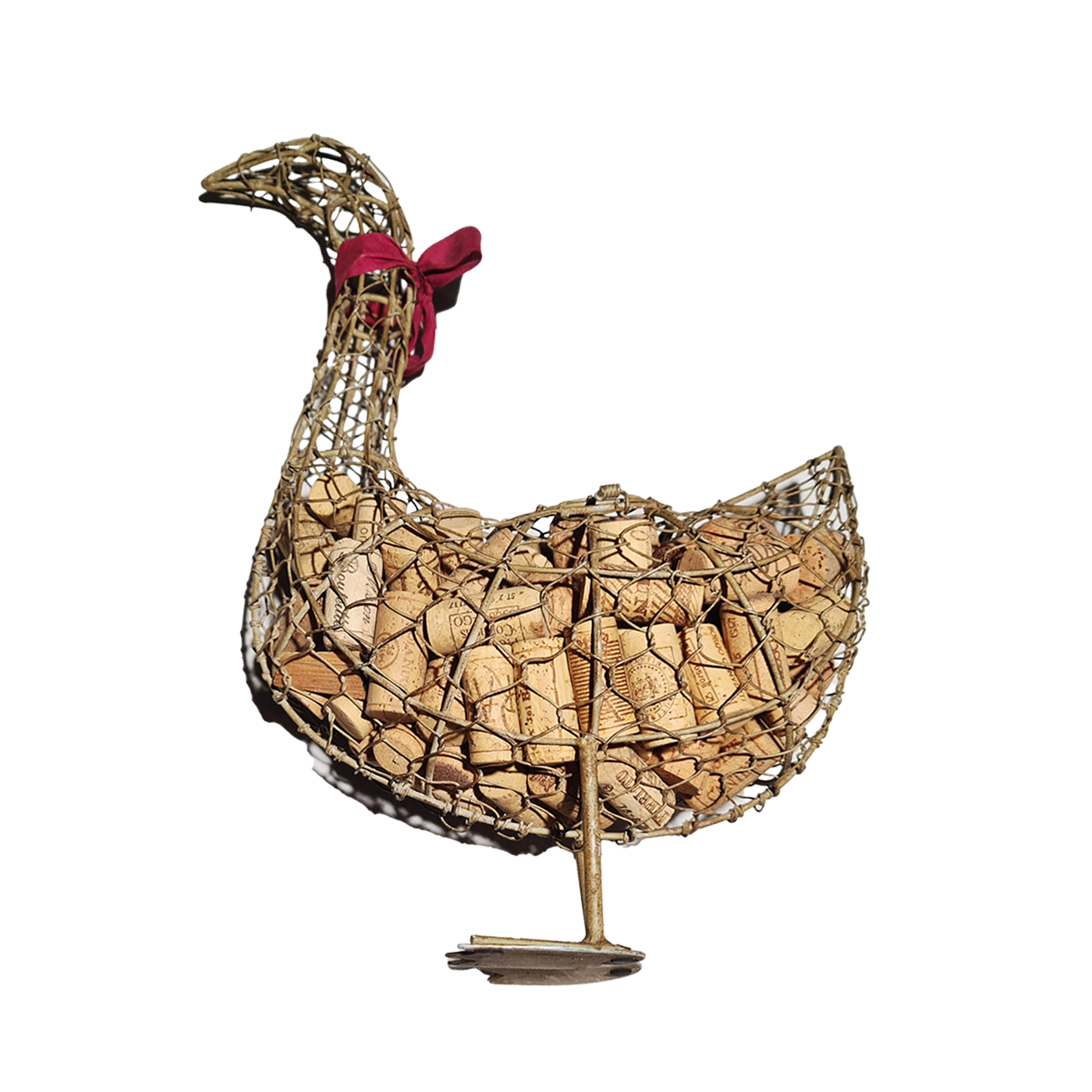 Винтаж металлическая сетка гусь с пробками от вина. Франция. Шамони.